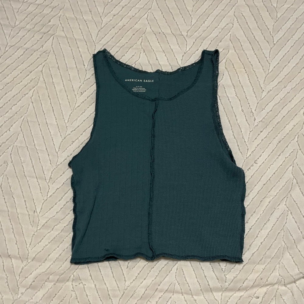 American eagle, green cropped tank top, worn once, size small